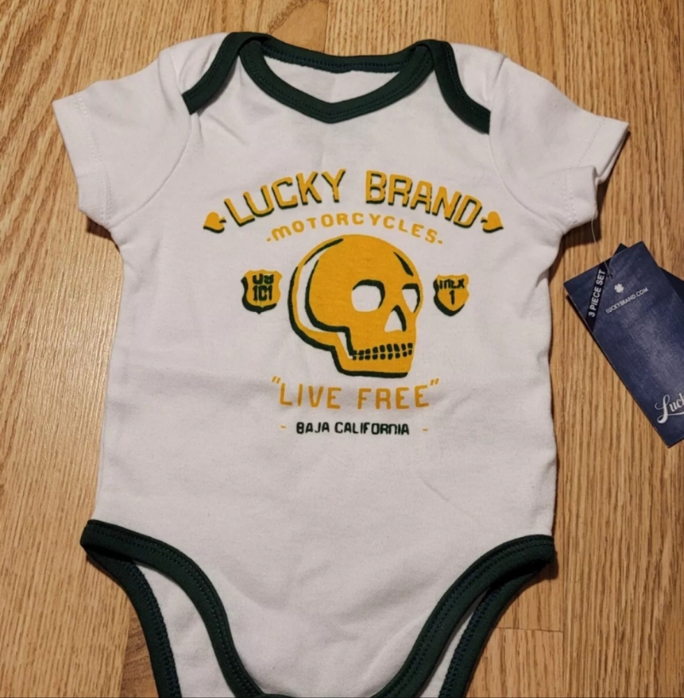 Lucky Brand Baby Boys Bodysuit Size: 6-9 Months Skull Brand New with Tags